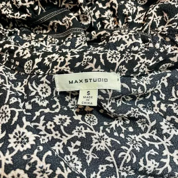 Max Studio Women's Black & White Crepe Tiered Casual Summer Maxi Dress Sz Small - Picture 6 of 8